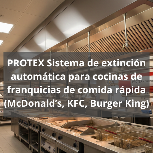 Sistema de extinción automática para cocinas de franquicias de comida rápida. Protección avanzada y fiable para cocinas profesionales de alto rendimiento.