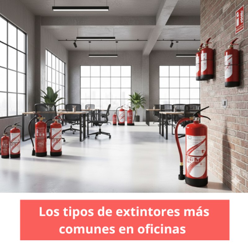 Los tipos de extintores más comunes en oficinas. Guía profesional para elegir protección contra incendios en espacios administrativos.