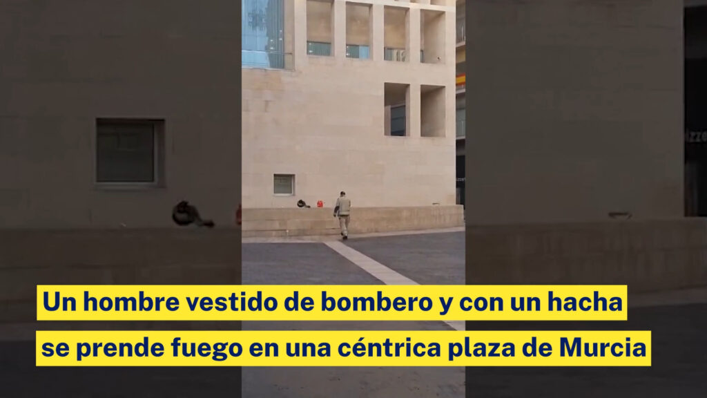 Protesta extrema en Murcia y respuesta inmediata con medios de extinción