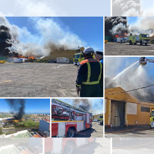 Nave incendiada en Telde: techo y muros se derrumban por las llamas