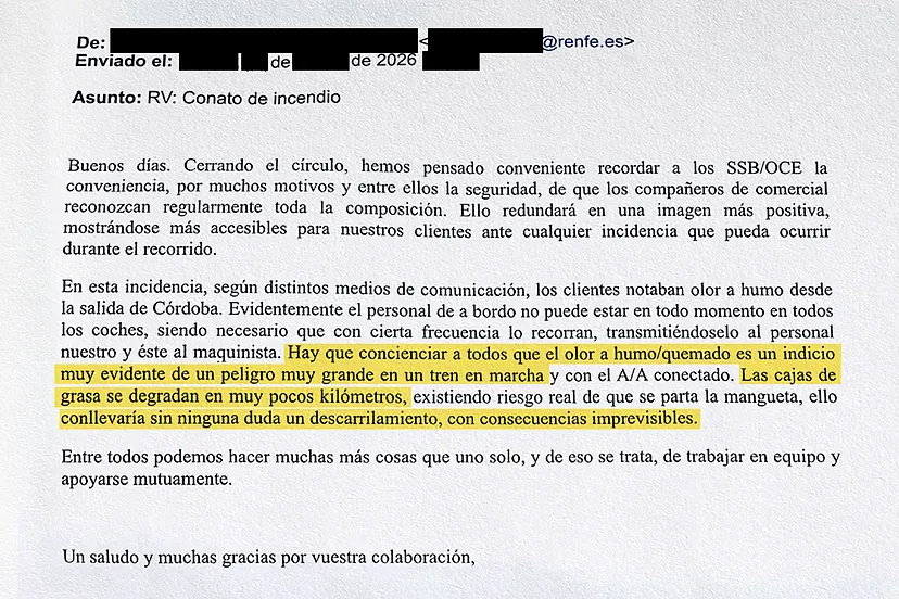 Alerta ferroviaria en la línea Madrid-Sevilla: el riesgo del humo que nadie debe ignorar. Seguridad en trenes de alta velocidad