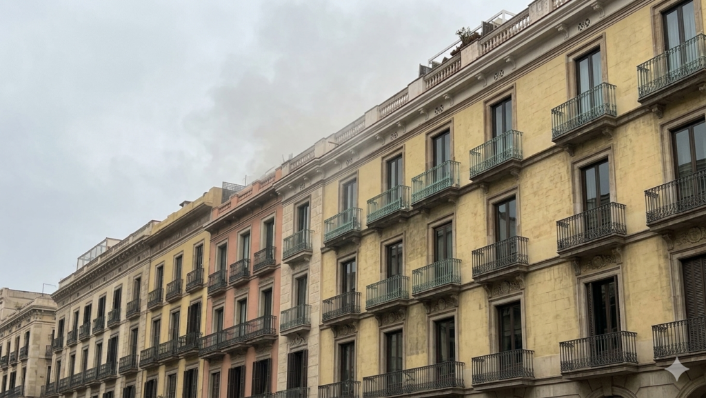 Emergencia en el centro: el fuego devora parte de la terraza del hotel Pulitzer. Un suceso inesperado en pleno corazón de la ciudad.